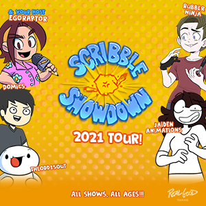 Scribble Showdown 2021 Tour Egoraptor holds a microphone